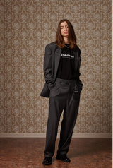 Belted wide slacks - Charcol (4622120091766)
