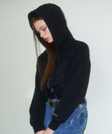 [NF] WHIZZ PATCH CROP HOOD ZIP UP (BLACK)_F23ZA946