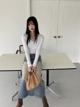 シャロンXレースVネック長袖Tシャツ/Sharon X Lace V-Neck Long Sleeve T-Shirt