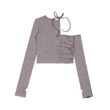 UNBALANCED WARMER CROP TOP (Dark Beige)
