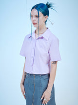 クロップショートスリーブコットンシャツ / CROP SHORT-SLEEVES COTTON SHIRTS(LAVENDER)