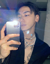 No.8707 HOLY IN CODE pearl & surgical 3type necklace (6615452287094)