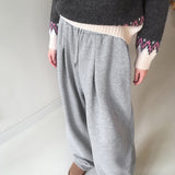 Twee pintuck two-way banding long wide jogger pants