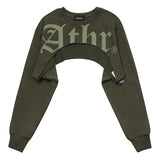 KHAKI ATHR MAXI CROP SWEATSHIRT