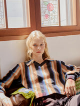 Open Collar Stripe Knit (Orange)
