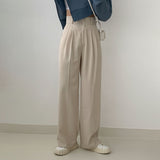 [ハイウェスト］ワンボタンピンタックスラックス / [High waist] one-button pin tuck slacks