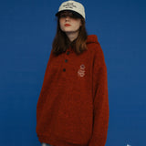 ボタンフリースフーディー/BUTTON FLEECE HOODIE_BRICK ORANGE