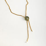 ボタンポイントボーロタイチェーンネックレス/Button point bolo tie chain necklace (Khaki)