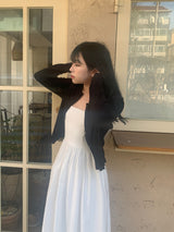 ポエムバックリボンスリムノースリーブドレス / Poem Back Ribbon Slim Sleeveless Dress(2 colors)
