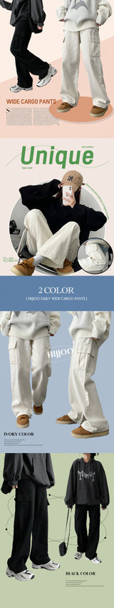 Tantan Cotton Cargo Pocket Wide Pants