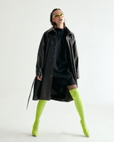 W.BELTED LEATHER SHIRRING COAT - DARK BROWN (6636057952374)
