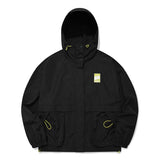キルシーチェリールーバーラベルジップアップフーディジャケット/ CHERRY RUBBER LABEL WOVEN ZIP UP HOODIE JUMPER [BLACK] (6671083700342)