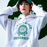 [UNISEX] Faux Shearling-Trimmed Cotton-Jersey Hoodie (Light Grey) (6656665157750)