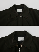 Classic Autumn Crop Leather Jacket (2color)