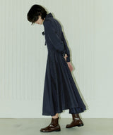 CHELSEA COLLAR FLARE DOT ONEPIECE - NAVY (6689411137654)