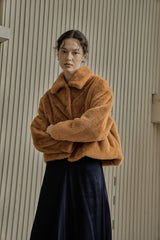 フェイクファーショートコート/FAKE FUR SHORT COAT_ORANGE