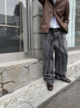 No.0089 rain washing wide black denim PT
