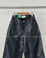 coated leather wide pants