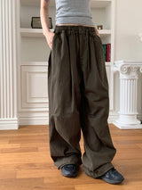 [UNISEX] Twal Balloon Pintuck Cotton Long Jogger Wide Pants
