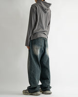 Vintage brush blue denim pants