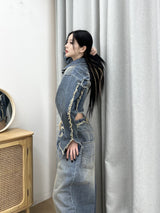 ジェンダメージワイドデニムパンツ/[High quality] 790. Jen damage wide denim pt