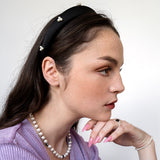 Black pearl satin hairband (6655013879926)