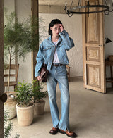 Lavender crop denim jacket (2 color) (6694661292150)