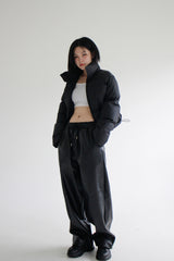 レザーストリングワイドパンツ/Leather String Wide Pants (2color)
