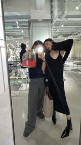 black knit long dress