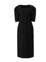 リネンスクエアネックドレス / Linen square neck dress - Black