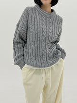 ウールプレッツェルバルキーニット / Wool pretzel bulky knit (4color)