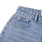 DAMAGE HALF DENIM PANTS [LIGHT BLUE]
