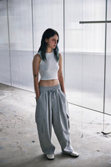 H-T CARGO BALLOON SWEAT PANTS (Gray) / カーゴバルーンスウェットパンツ