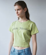 NICOLE PINTUCK CROP TEE_CREAM