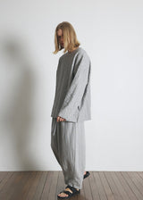 DOTTED-STRIPE BALLOON SWEAT PANTS (Gray) / ドットストライプバルーンスウェットパンツ