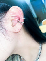 Silver pierced shape ear cuff (set)
