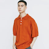 チェーンケーブルカラーハーフニット / CHAIN CABLE COLLAR HALF KNIT ORANGE