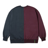 ハーフカラーオーバーサイズヘビースウェット/22 HALF COLOR OVERSIZED HEAVY SWEAT CREWNECK NAVY BURGUNDY