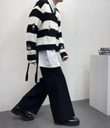 ストライプクロップドニット/SK Striped Cropped Knitwear (2 colors)