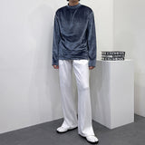 CRベルベットモックネックロングスリーブシャツ/CR Velvet Mock-neck Long-Sleeved Shirt (4 colors)