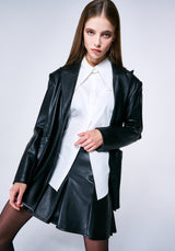 BLACK OVERSIZED VEGAN LEATHER JACKET ₩229,000 (6624221528182)