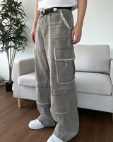 Sand Washed cargo cut denim pants