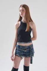 ストーンショートデニムパンツ / STONE SHORTS