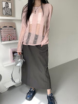 シネストリングナイロンカーゴバックスリットロングスカート / cine string nylon cargo back slit long skirt