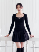 Deep Square Neck Top (BLACK)