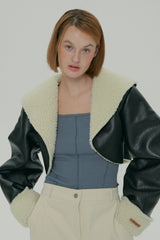 CROP SHEARLING JACKET / BLACK