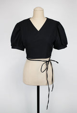 ツリーラップクロップブラウス/Tree Wrap Crop Blouse (2color)