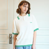 Line collar half sleeve knit