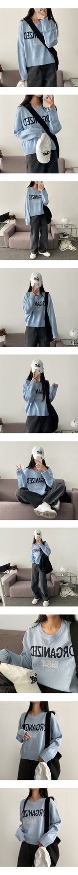 Guns Lettering Round Crop Knitwear