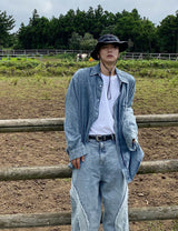 No.0344 washed denim over SHIRT